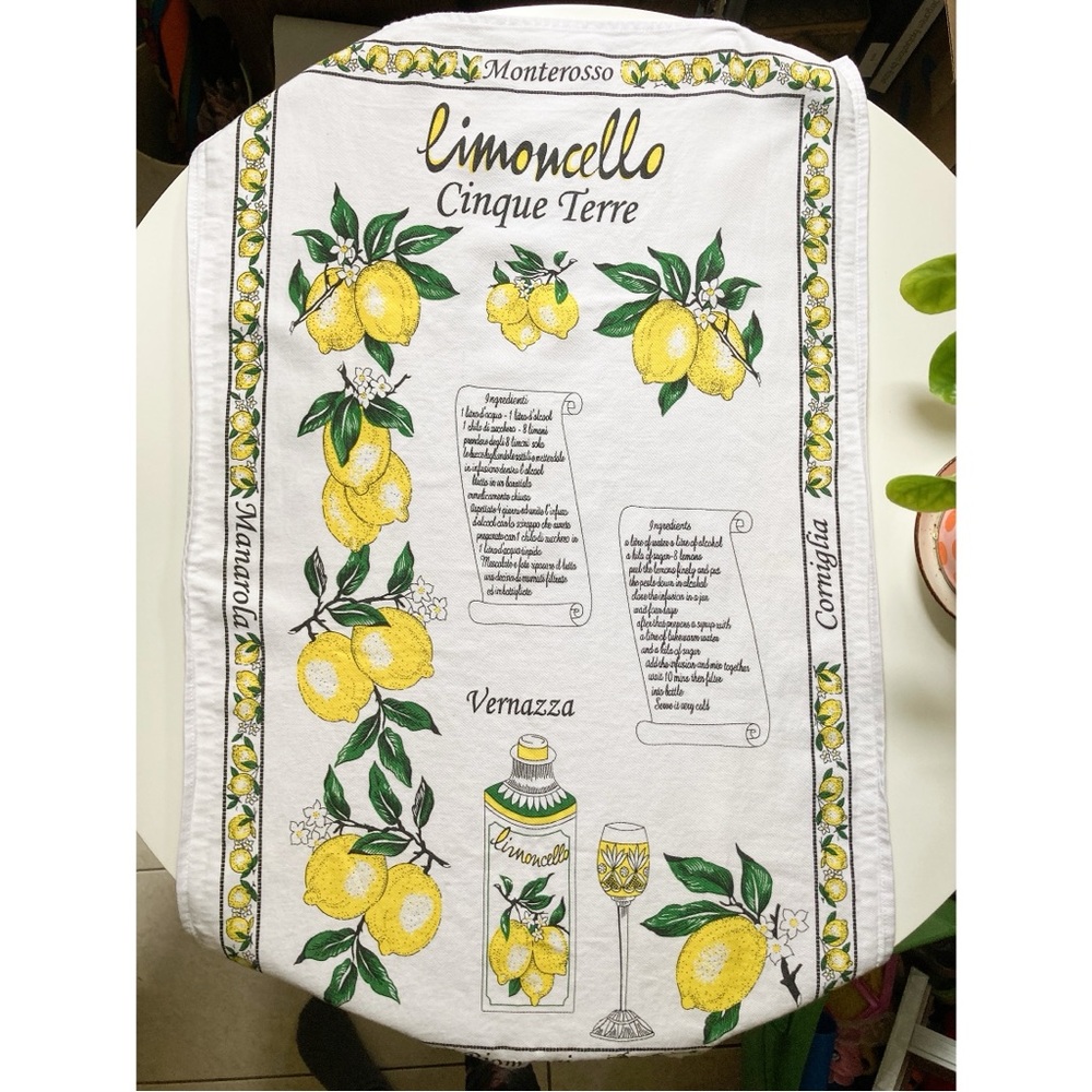 Vintage Limoncello Recipe Tea Towel Oversized Kitchen Towel Lemon Towel Cotton